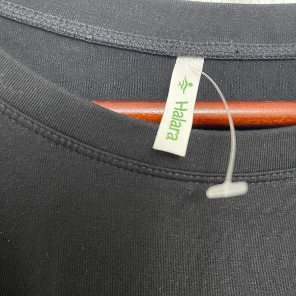 NWT Halara ($94.95) Black Tummy Control Batwing Flowy Midi Work Dress w/ Pockets - Picture 7 of 11